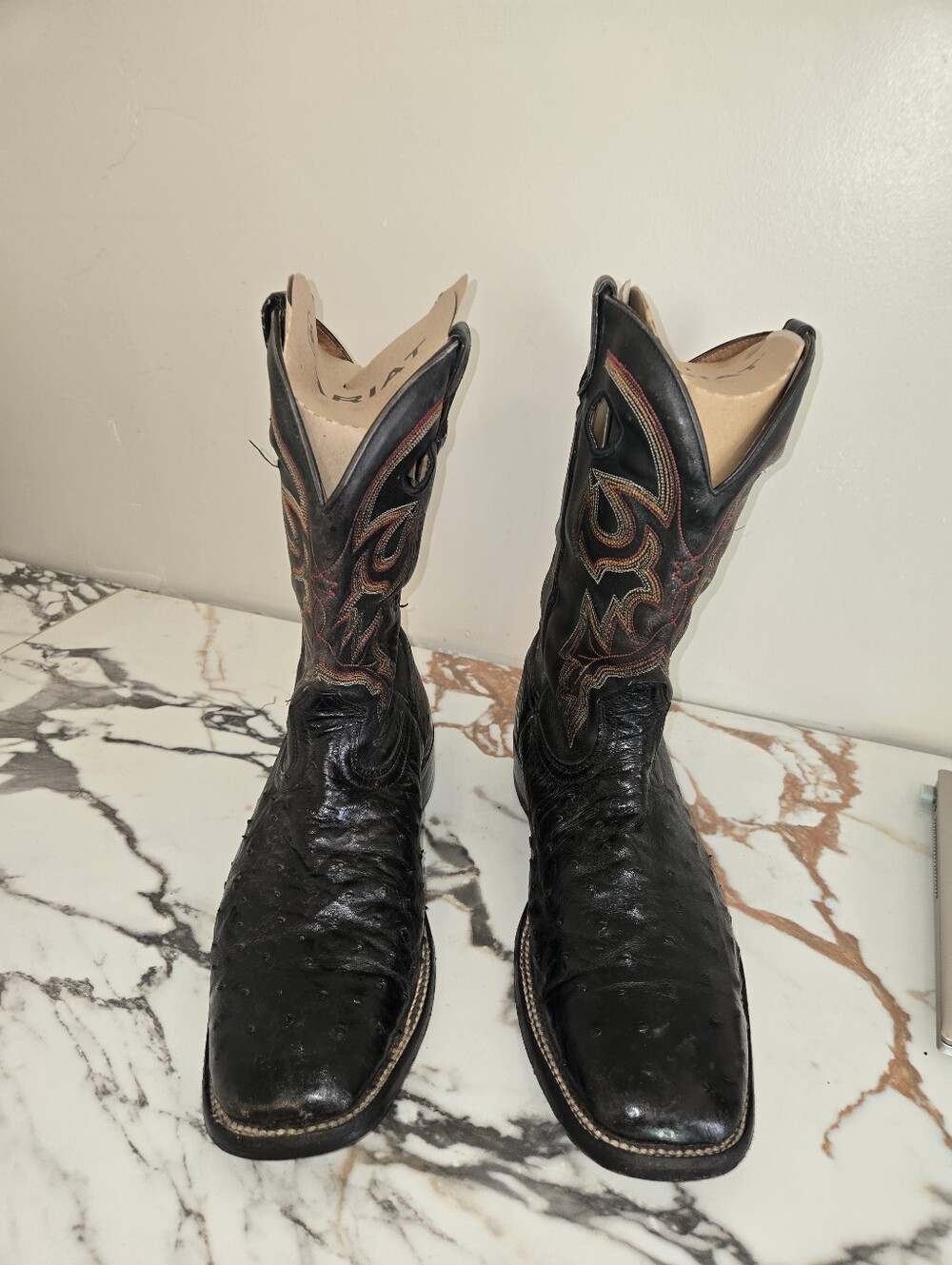 Boulet Full Quill Ostrich Mens Boots , Size  11 E